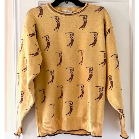 Vintage Tricots St Raphael Golf Print Sweater Preppy Grandpacore